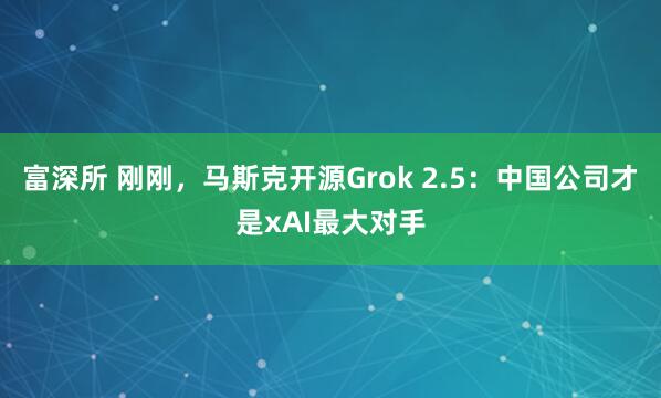 富深所 刚刚，马斯克开源Grok 2.5：中国公司才是xAI最大对手